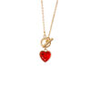 Collar de corazon rojo con broche T