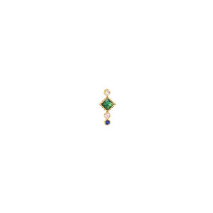 Piercing dorado de rombo verde