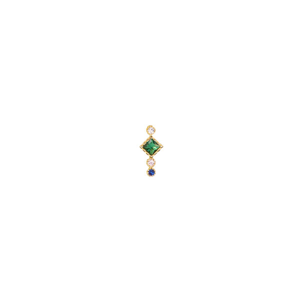 Piercing dorado de rombo verde