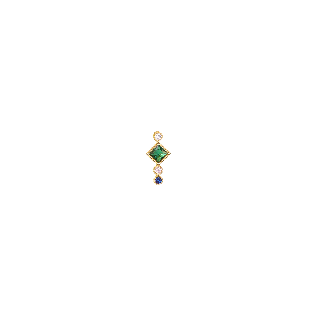 Piercing dorado de rombo verde