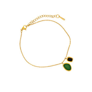 Tobillera dorada con colgante negro y verde