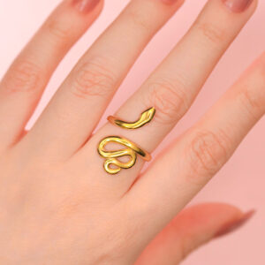 Anillo Dorado de Acero de Titanio de Serpiente - SSSnake pieza puesta