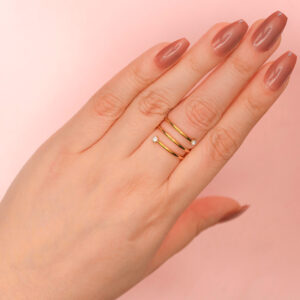 Anillo Puntas de ZIrconia (ajustable) - Acero Inoxidable fondo rosa