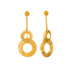 Aretes Dorados de Acero Inoxidable de Aros Colgantes - Disco fondo blanco