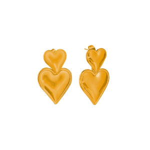 Aretes Dorados de Acero Inoxidable de Corazón - In Love fondo blanco