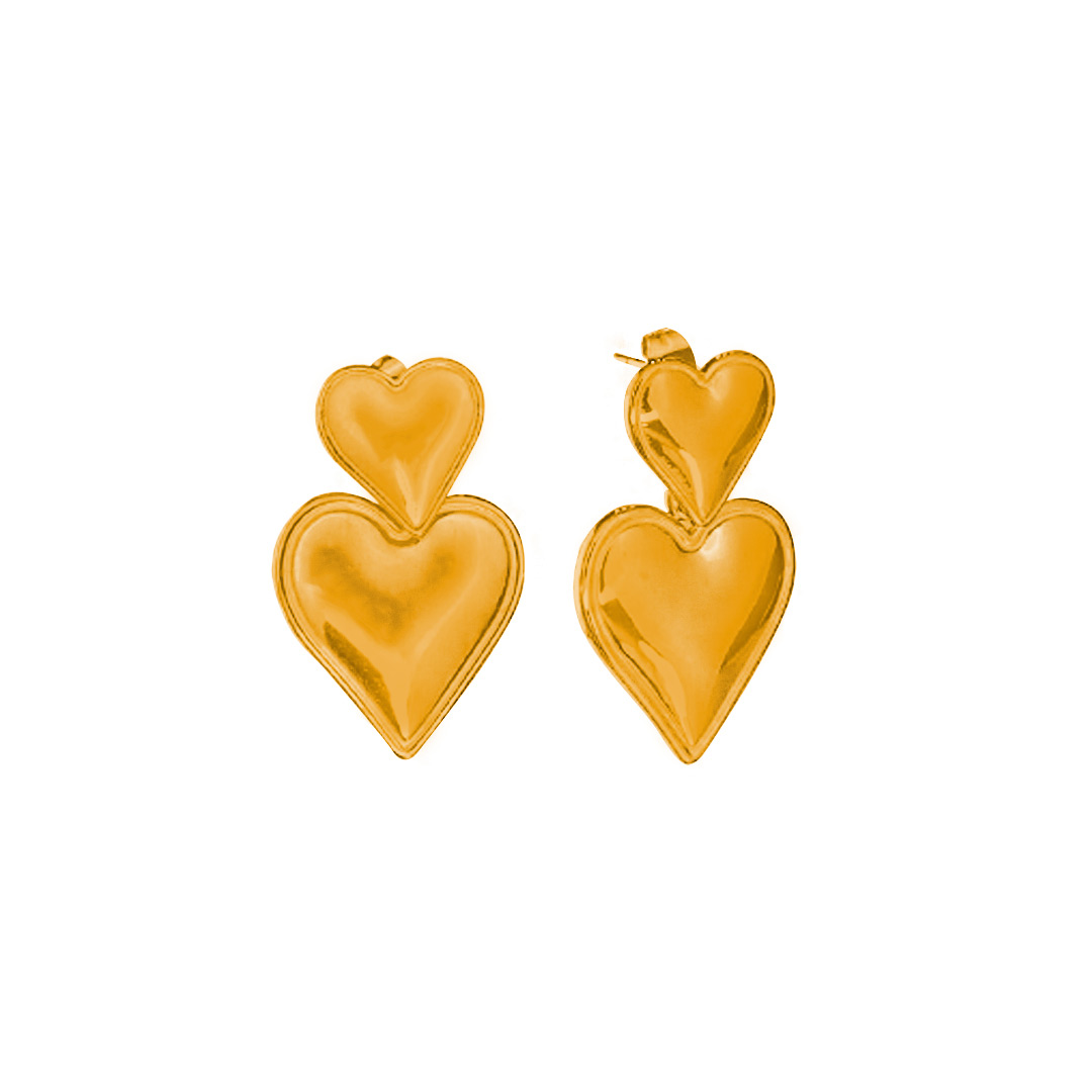 Aretes Dorados de Acero Inoxidable de Corazón - In Love Aretes Dorados de Acero Inoxidable de Corazón - In Love fondo blanco