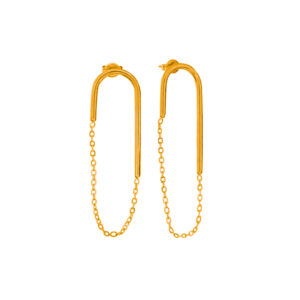 Aretes Dorados de Acero de Titanio con Cadera - Catena fondo blanco