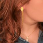 Aretes Largos Dorados de Acero Inoxidable - Tiras Largas - Imagen 2