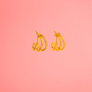 Arracadas Triples de Acero Inoxidable fondo rosa