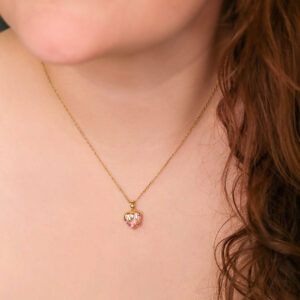 Collar Dorado de Acero Inoxidable - Corazón Derretido f pieza puesta