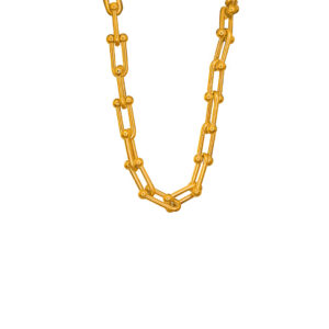 Collar Dorado de Acero Inoxidable Eslabón U - Infinito fondo blanco