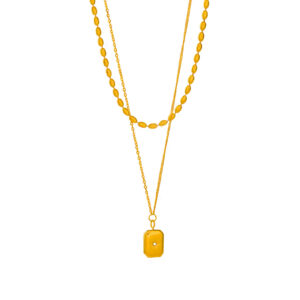 Collar Dorado de Acero de Titanio - Star Block fondo blanco