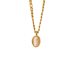 Collar Dorado de Acero de Titanio con Piedra - Cateye Nude fondo blanco