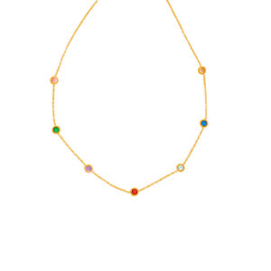 Collar Dorado de Acero de Titanio con Piedras - WAI WAI fondo blanco