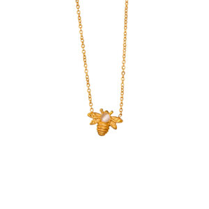 Collar Dorado de Acero de Titanio de Abejita fondo blanco