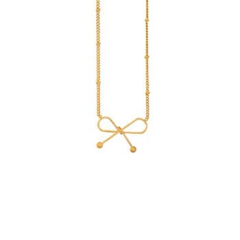 Collar Dorado de Acero de Titanio de Moñito fondo blanco