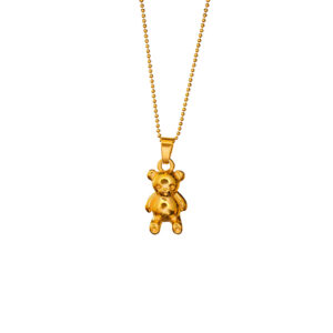 Collar Dorado de Acero de Titanio de Oso - Teddy Luxe fondo blanco