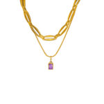 Collar de Acero Inoxidable con Piedra - Poni fondo blanco