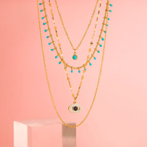 Collar de Acero de Titanio de Ojo Turco - Bohem fondo rosa