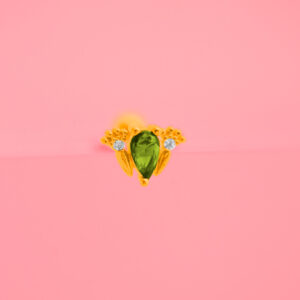 Piercing dorado de ranita de acero inoxidable fondo rosa