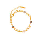 Pulsera Dorada de Acero Inoxidable - Cadena Piedras fondo blanco