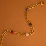 Pulsera Dorada de Acero Inoxidable - Cadena Piedras fondo claro