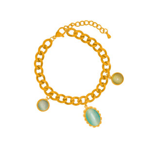 Pulsera Dorada de Acero Inoxidable - Gemmes Turquesa fondo blanco