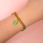 Pulsera Dorada de Acero Inoxidable - Gemmes Turquesa pieza puesta