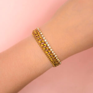 Pulsera Dorada de Acero Inoxidable - Tripler pieza puesta