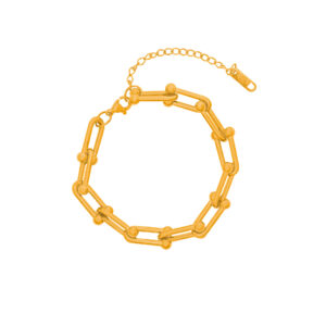 Pulsera Dorada de Acero Inoxidable de Eslabón U - Infinita fondo blanco