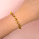 Pulsera Dorada de Acero Inoxidable de Eslabón U - Infinita - Imagen 2