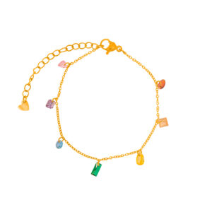 Pulsera Dorada de Acero de Titanio con Piedras - Carnaval fondo blanco
