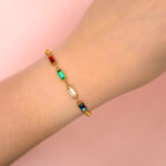 Pulsera de Acero Inoxidable con Piedras - Colori pieza puesta