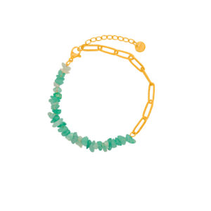 Pulsera de Acero Inoxidable con Piedras - Half & Stone Verde fondo blanco